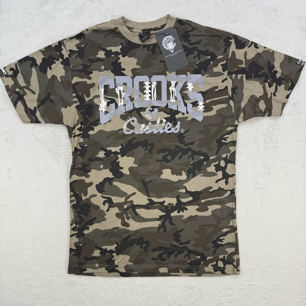 Crooks‎ & Castles Shirt Unisex Medium Camo Streetwear Graphic T-Shirt